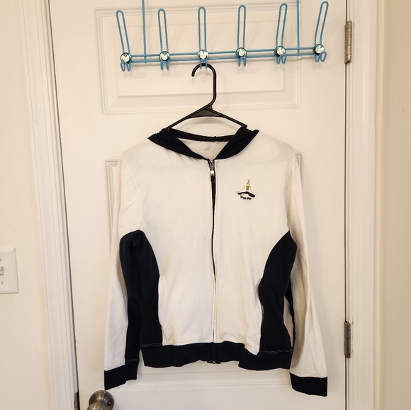 Y2K Basic White Black Light Weight Jacket Yoga Girl Size M #T463 - Picture 1 of 7
